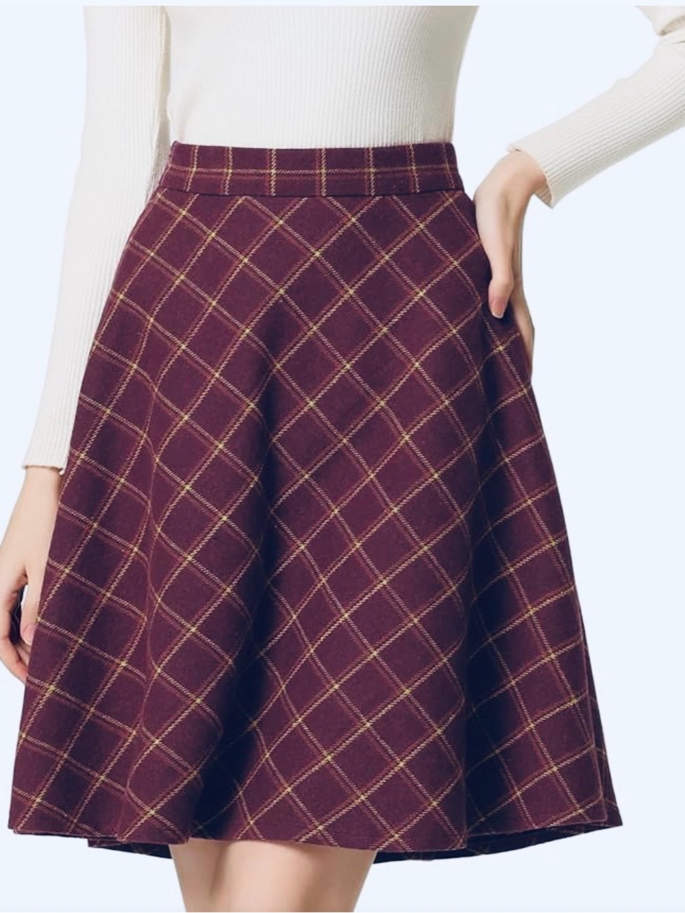 NWT! Women's Plaids Vintage Tartan Elastic Waist Knee Length A-Line Skirt!